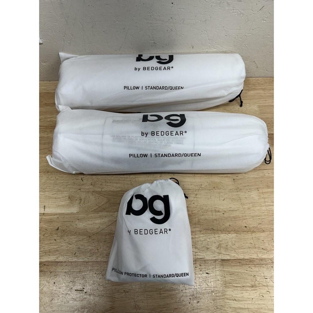 Pair (2) Standard Queen Size BG BedGear Bed Pillows With Pillow Protector